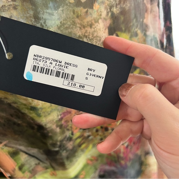 Bryn Walker Silk dress floral tie dye sheer shift Midi Dress Small NWT - Picture 11 of 17